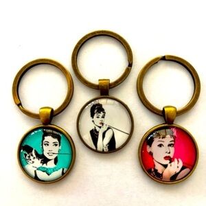 Audrey Hepburn Unisex Keychain Trio, NWT, Handmade